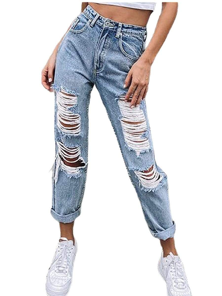 CBGELRT Trendy Jeans for Women High Waist Female Summer Pants Women Women's  High Waisted Ripped Jeans for Women Lift Distressed Stretch Skinny Jeans -  Walmart.com